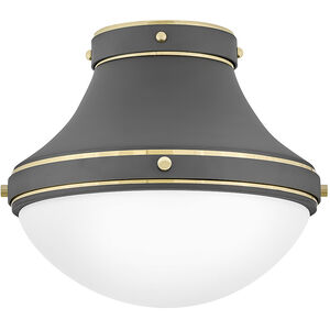 Oliver LED 14 inch Dark Matte Grey with Bright Brass Indoor Flush Mount Ceiling Light
