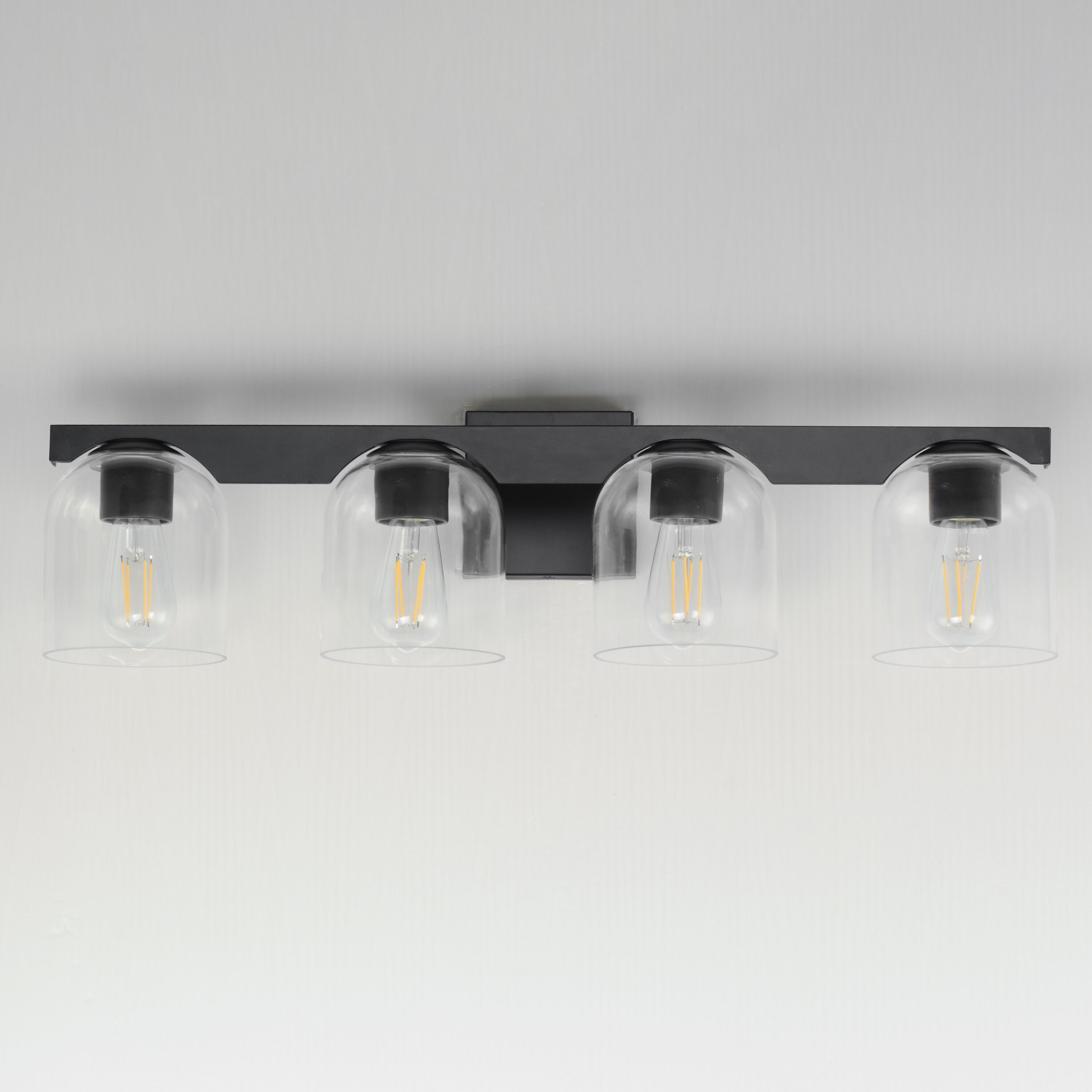 Scoop 4 Light 29.5 inch Black Bath Vanity Wall Light in Clear