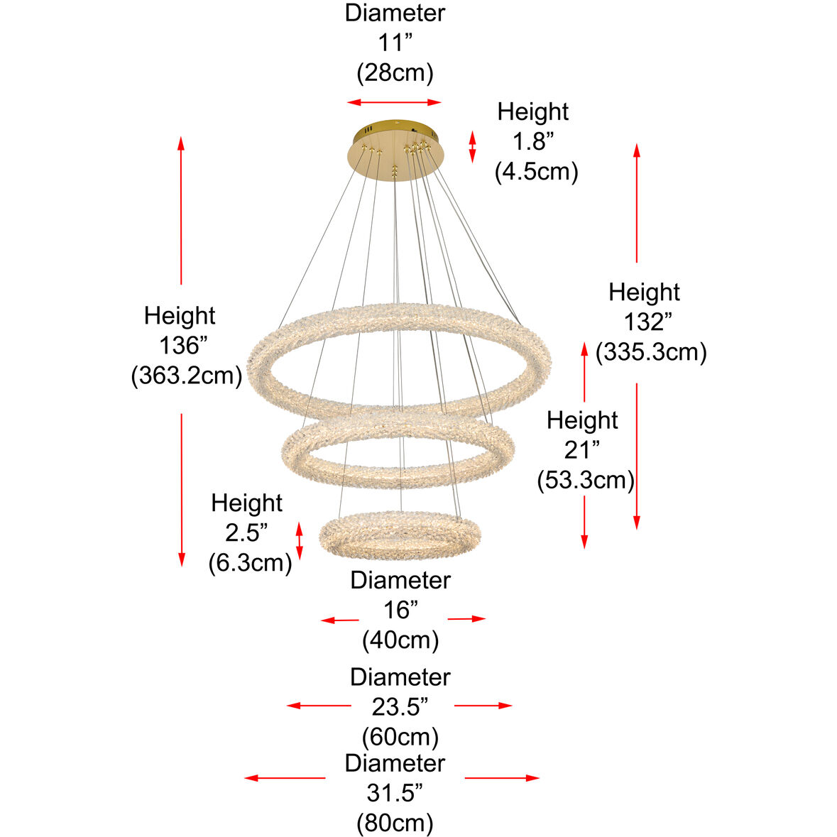 Bowen 3 Light 32 inch Satin Gold Chandelier Ceiling Light