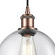 Ballston Athens LED 8 inch Antique Copper Mini Pendant Ceiling Light in Clear Glass, Ballston