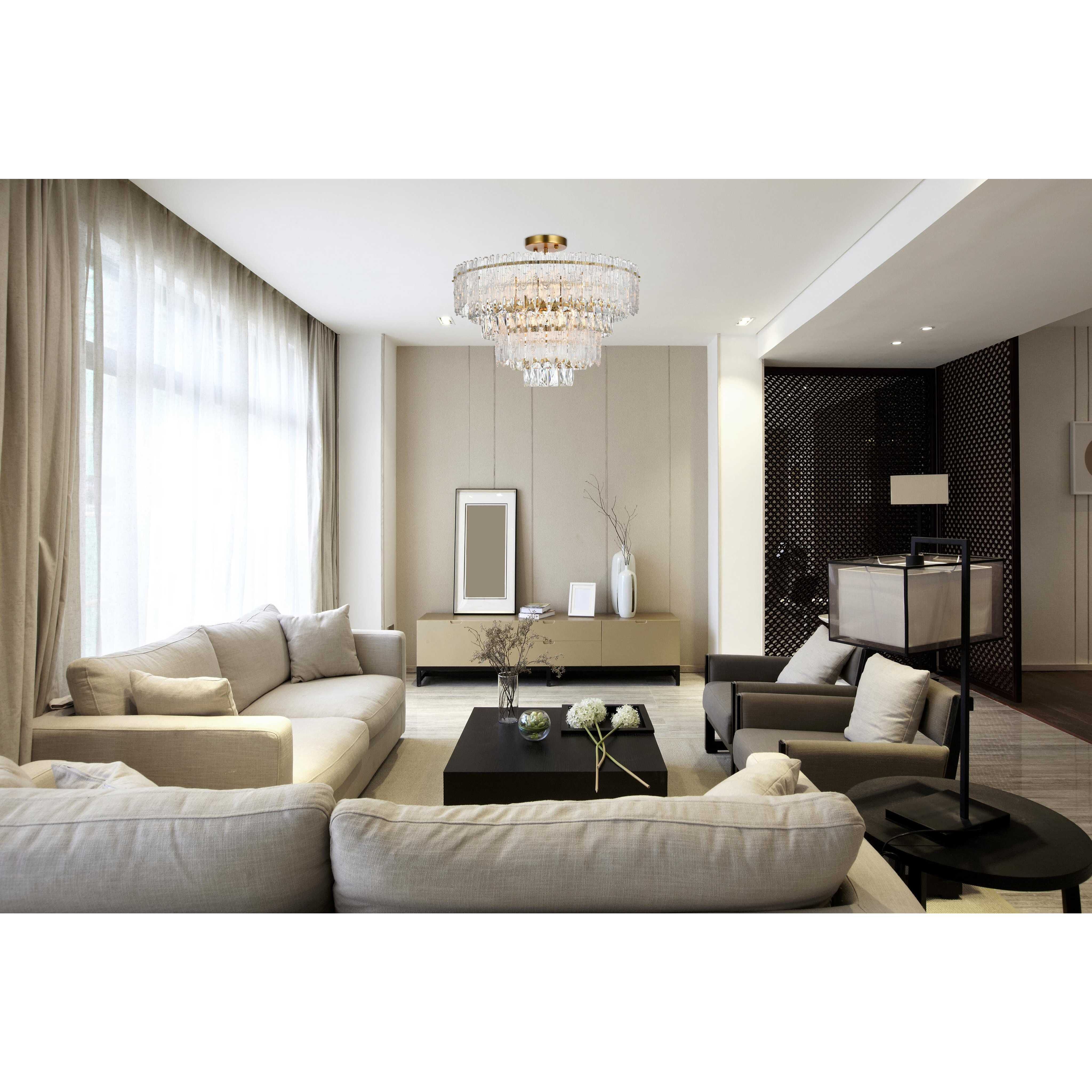 Emilia 8 Light 25 inch Satin Gold Flush Mount Ceiling Light