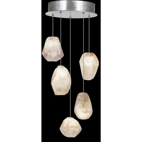 Natural Inspirations 5 Light 12 inch Silver Pendant Ceiling Light in Clear Quartz Studio Glass 4