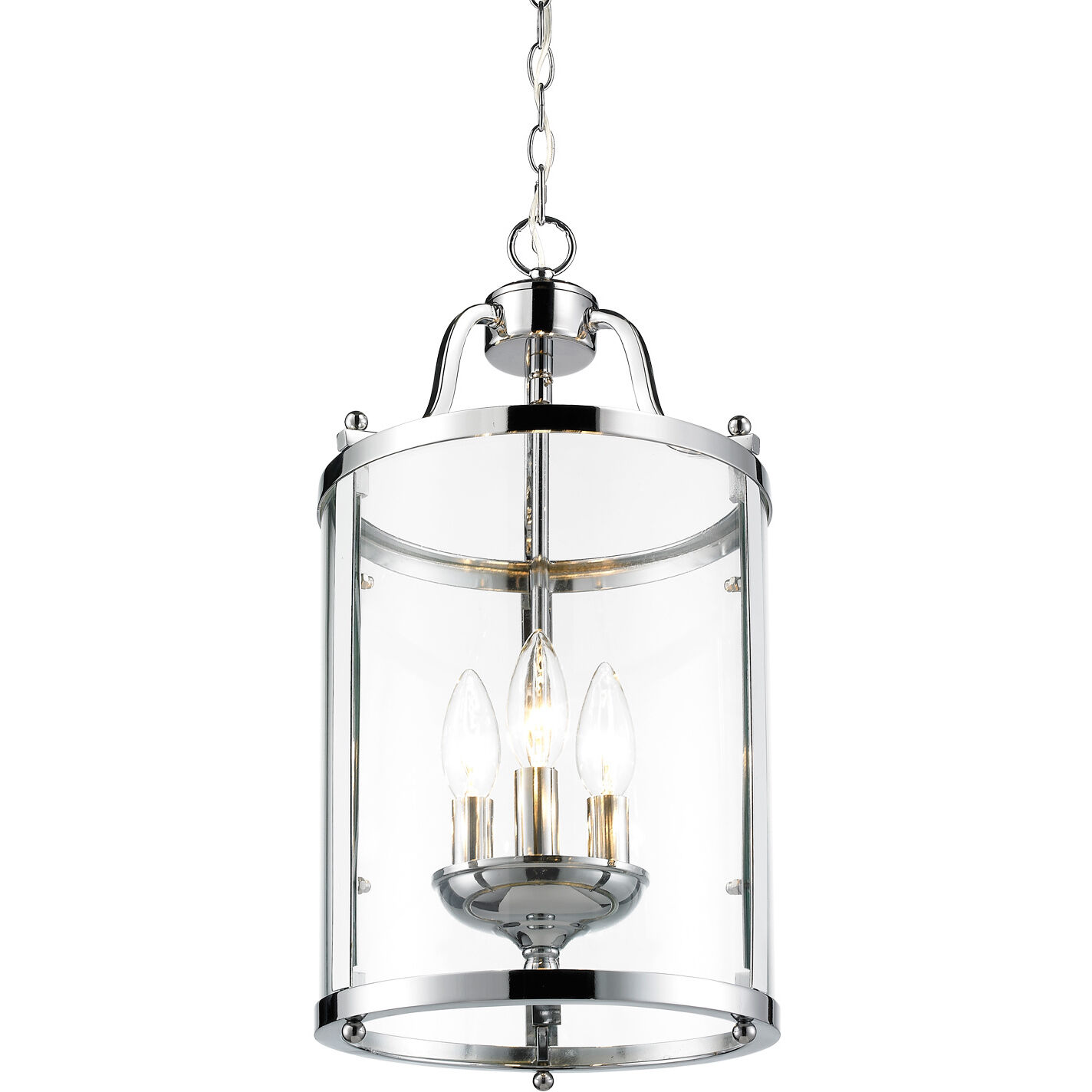 Payton Pendant Ceiling Light in Chrome, Caged