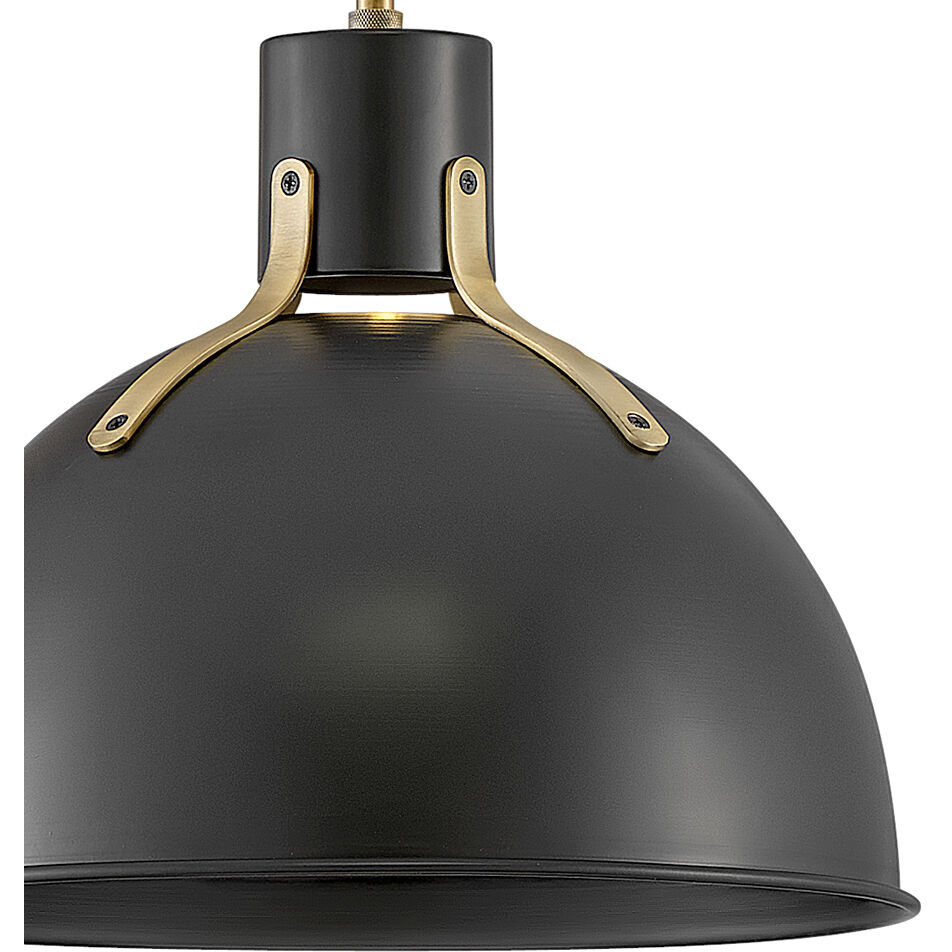 Argo LED 14 inch Satin Black with Lacquered Brass Indoor Pendant Ceiling Light