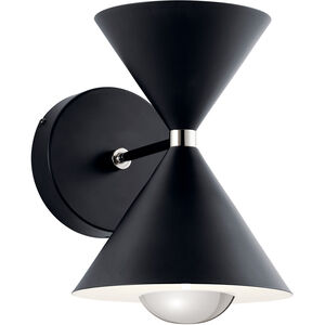 Kordan LED 8 inch Matte Black Wall Sconce Wall Light in Black and Polished Nickel 