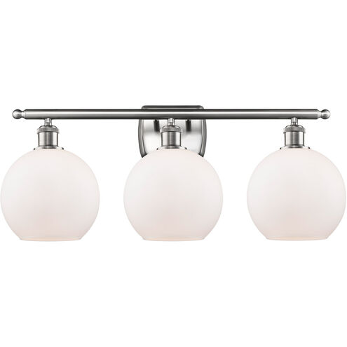 Ballston Athens 3 Light 26 inch Brushed Satin Nickel Bath Vanity Light Wall Light in Matte White Glass, Ballston