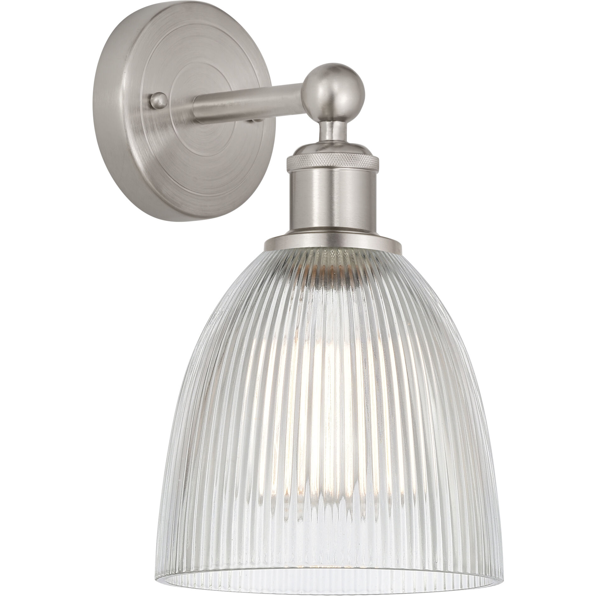 Edison Castile 1 Light 6 inch Brushed Satin Nickel Sconce Wall Light in Clear Glass