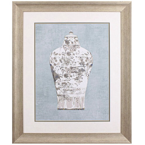 Deco Vase Teal and Brown and Neutral and Gray Framed Art