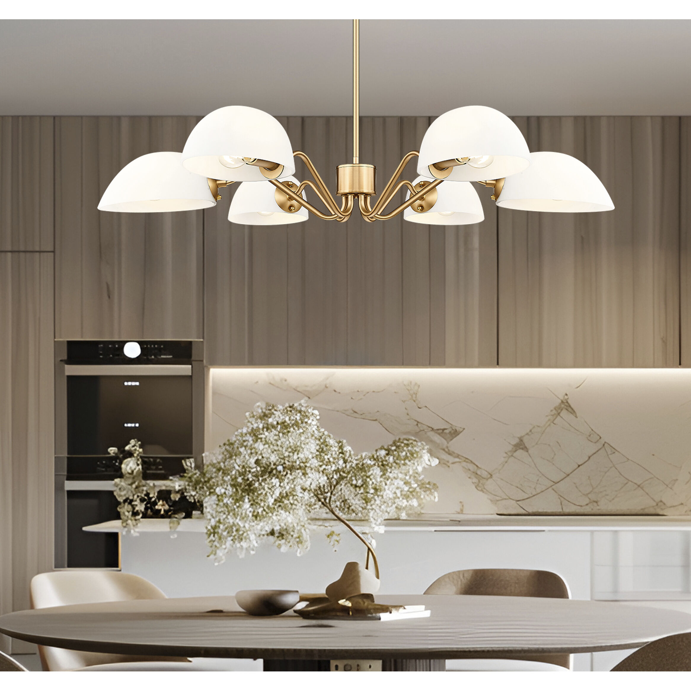 Breton 6 Light 39 inch Modern Gold Chandelier Ceiling Light