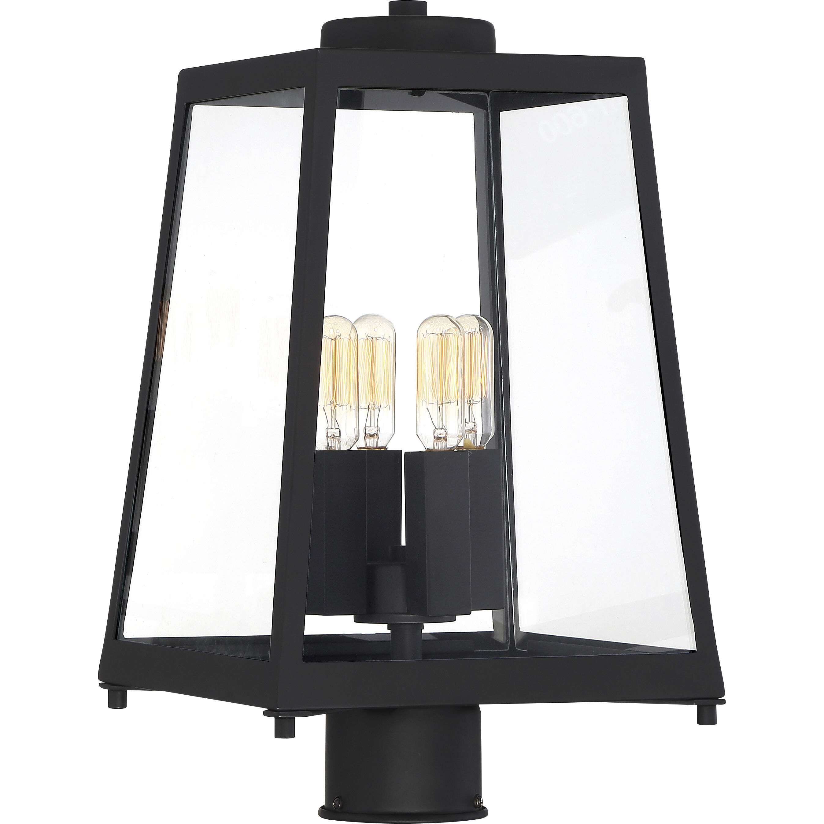 Halifax 4 Light 16 inch Matte Black and Glass Outdoor Post Lantern
