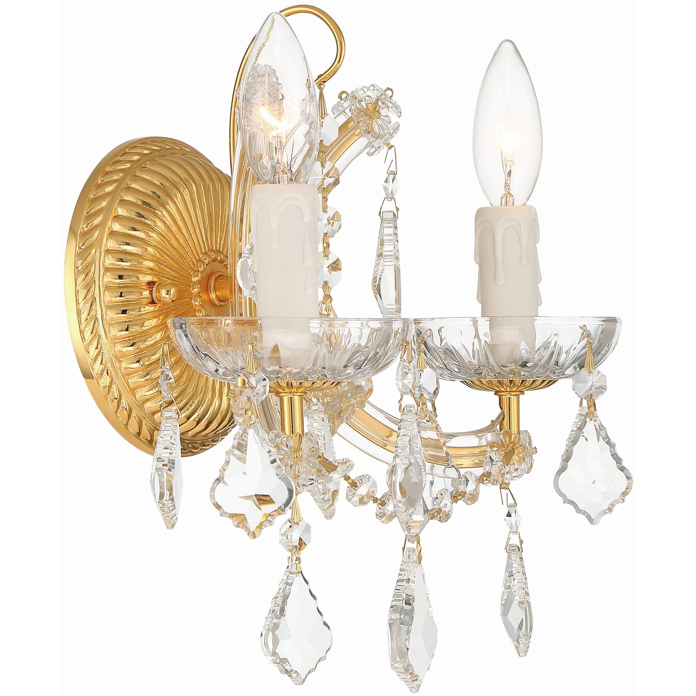 Maria Theresa Sconce Wall Light in Clear Swarovski Strass, Gold