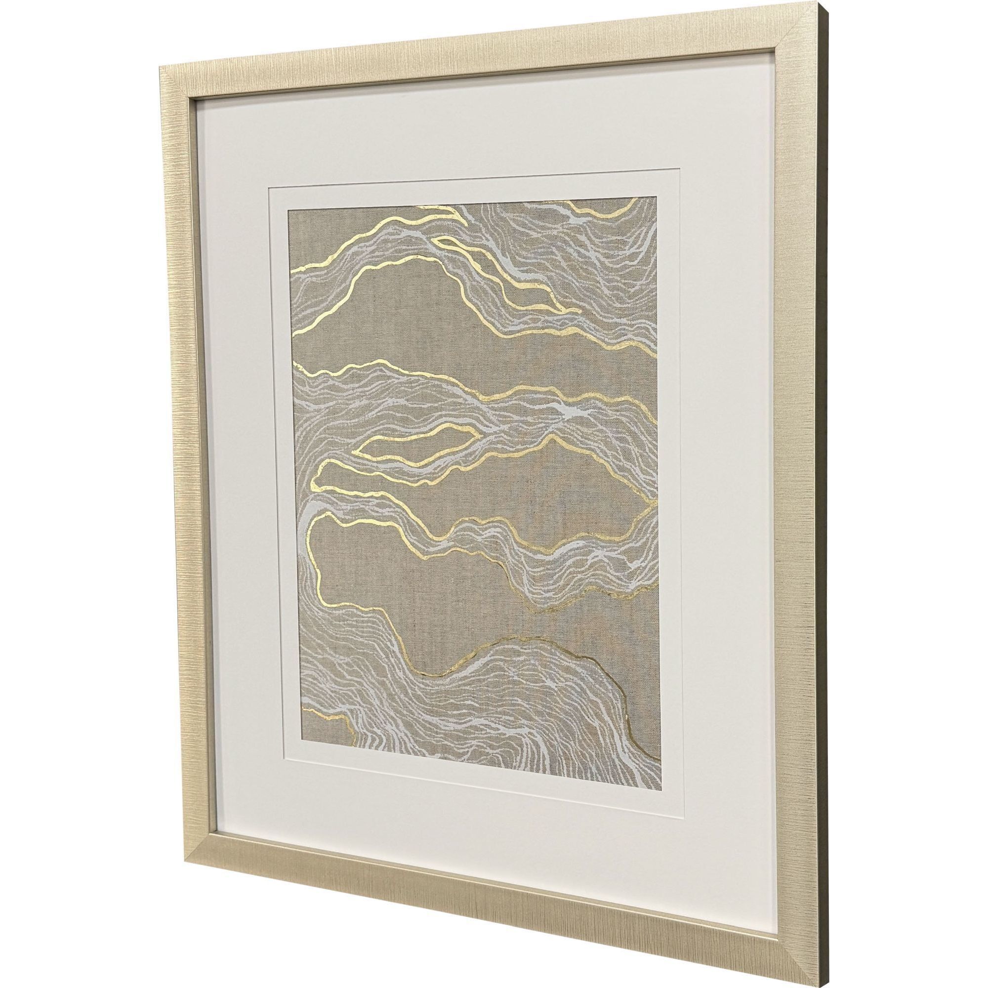 Finespun White and Metallic Framed Art