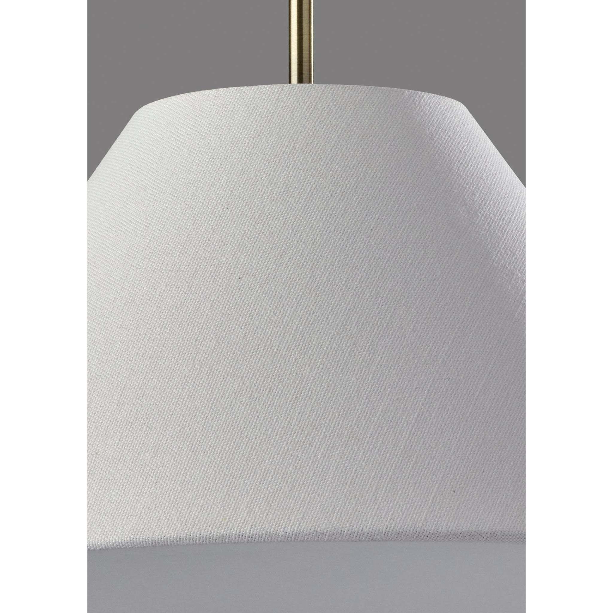 Hadley 18 inch White Textured Fabric and Antique Brass Pendant Ceiling Light