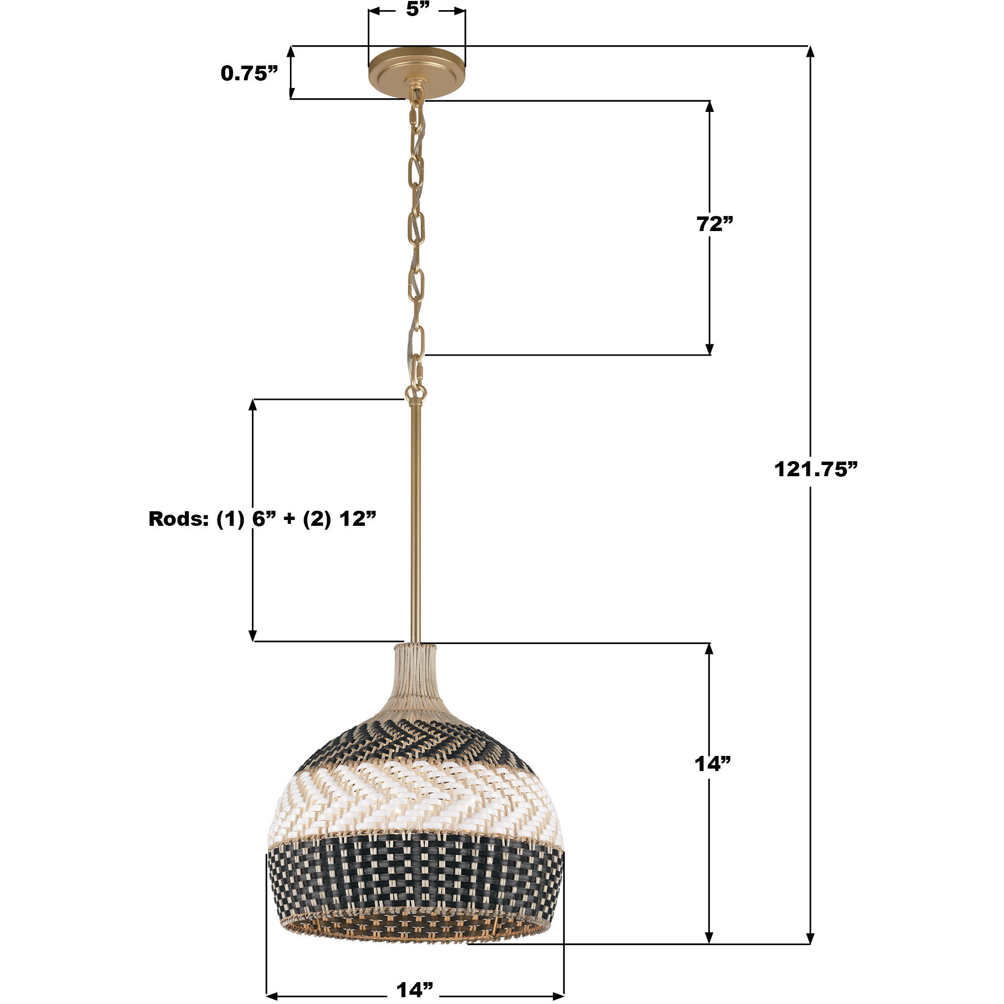 Zanzibar Pendant Ceiling Light in Soft Gold