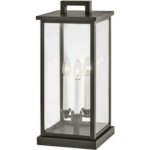 Estate Series Weymouth 3 Light 20.25 inch Oil Rubbed Bronze Outdoor Pier Mount Lantern in Non-LED, Large