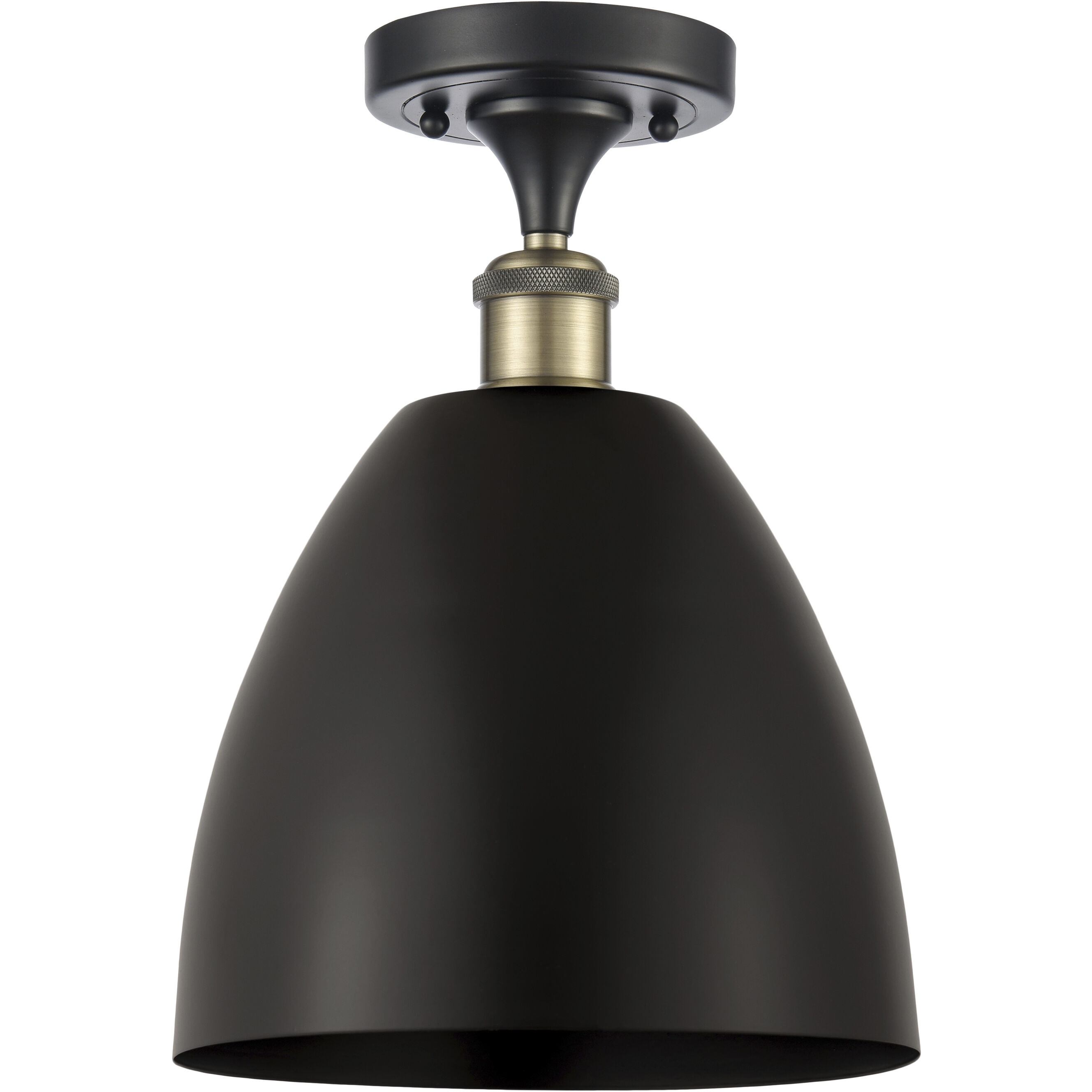 Ballston Dome LED 9 inch Black Antique Brass Semi-Flush Mount Ceiling Light