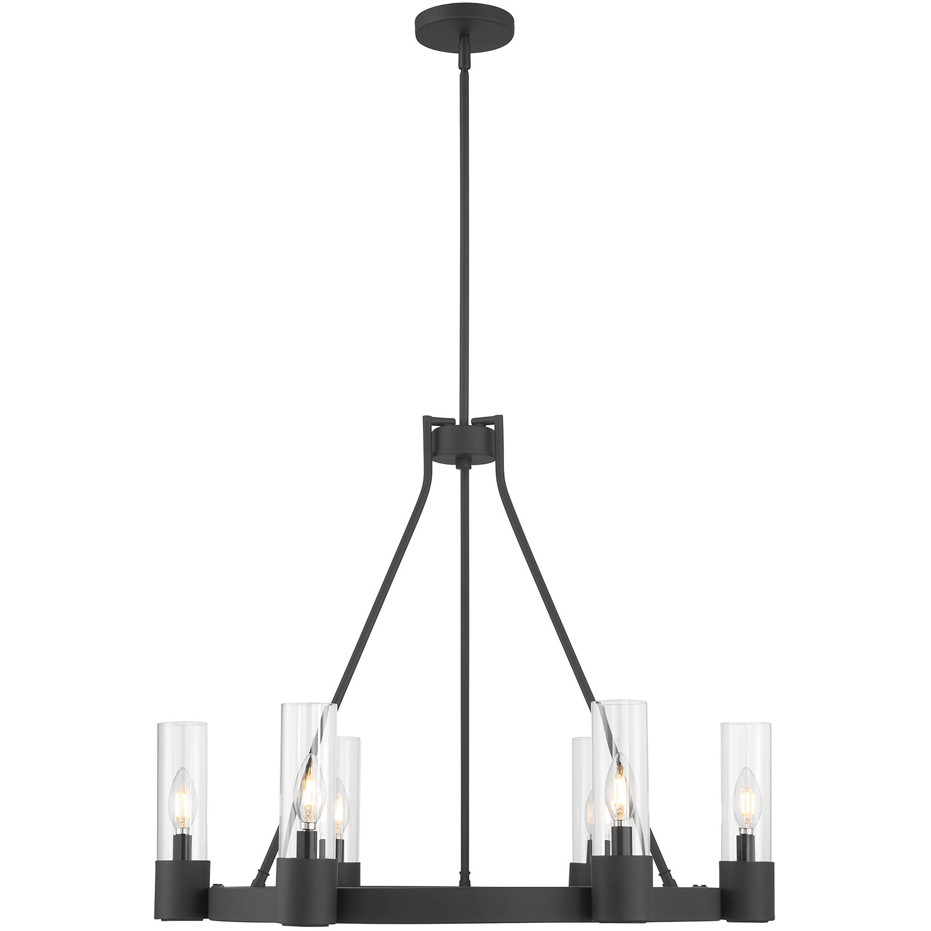 Evandrel 6 Light 29 inch Matte Black Chandelier Ceiling Light