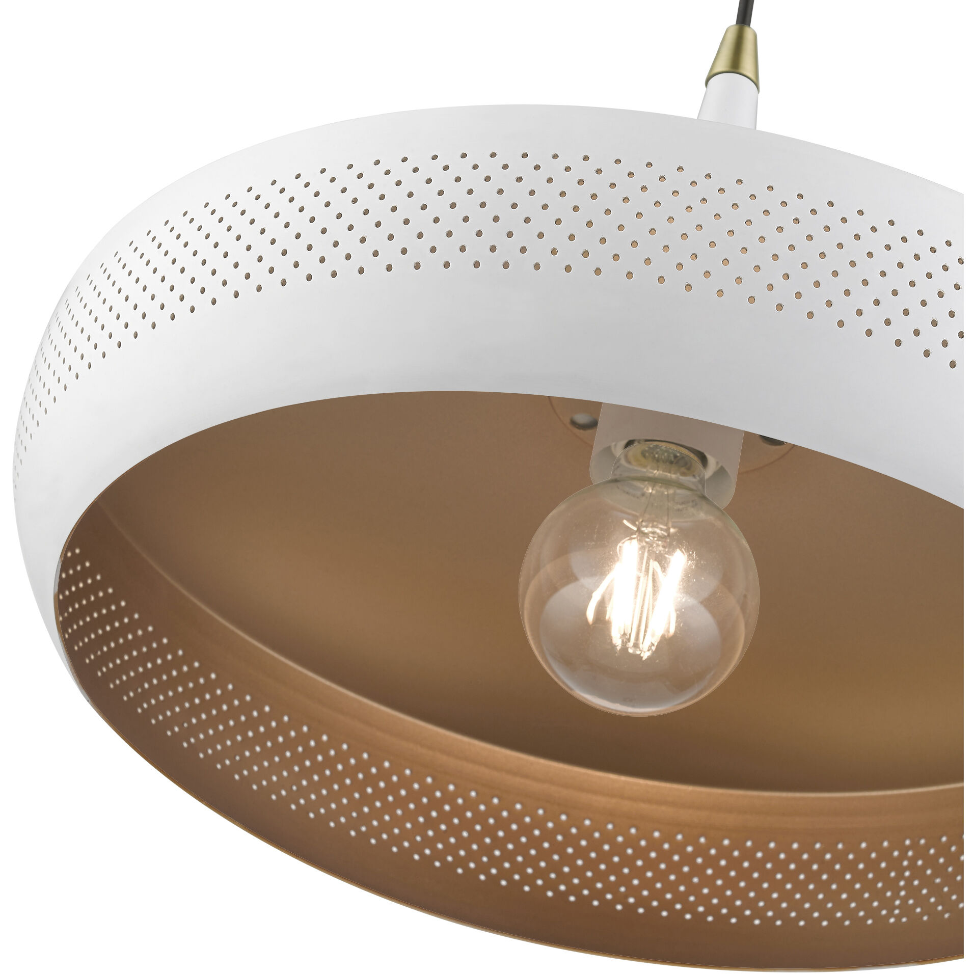 Banbury 1 Light 17 inch White with Antique Brass Accents Pendant Ceiling Light