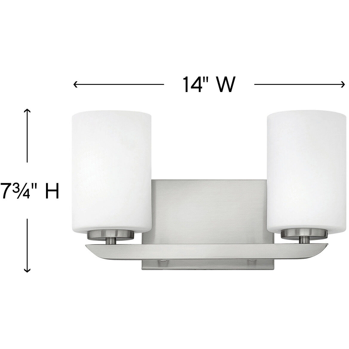 Kyra 2 Light 14 inch Brushed Nickel Vanity Light Wall Light