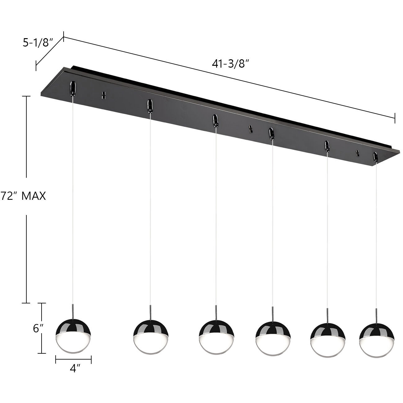 Pluto Multi Pendant Ceiling Light in Black Chrome