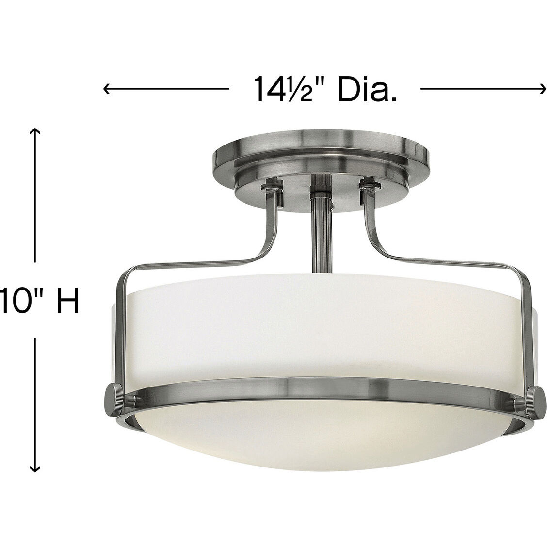 Harper 3 Light 14.5 inch Brushed Nickel Indoor Semi-Flush Mount Ceiling Light in White