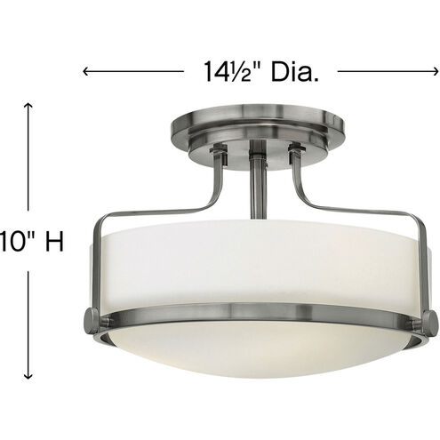 Harper LED 15 inch Brushed Nickel Indoor Semi-Flush Mount Ceiling Light in Etched Opal