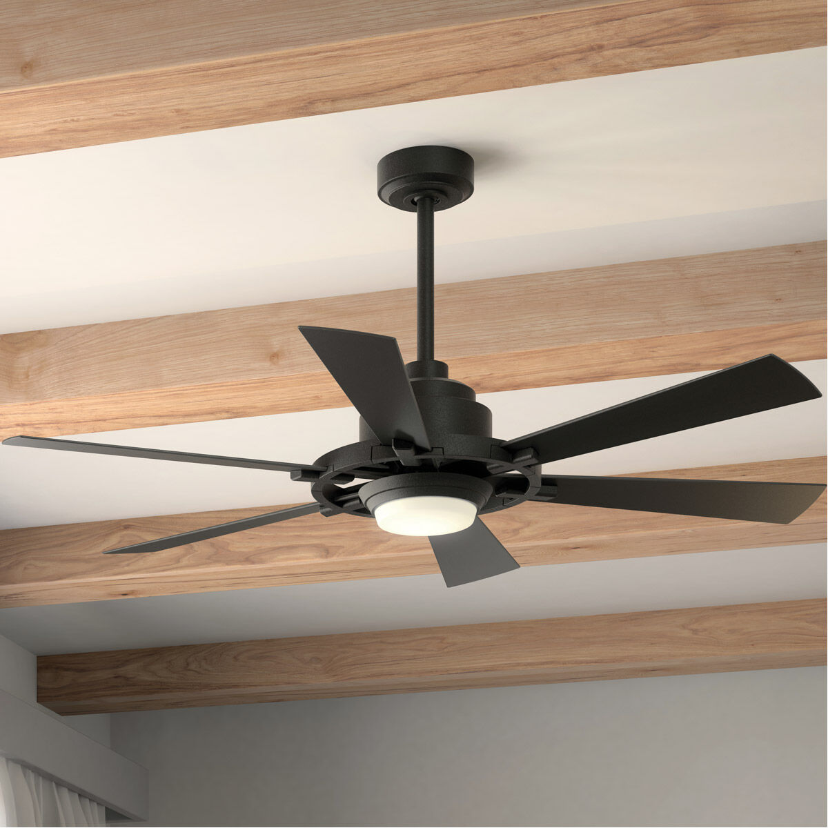 Gentry Lite 52 inch Distressed Black with Walnut Blades