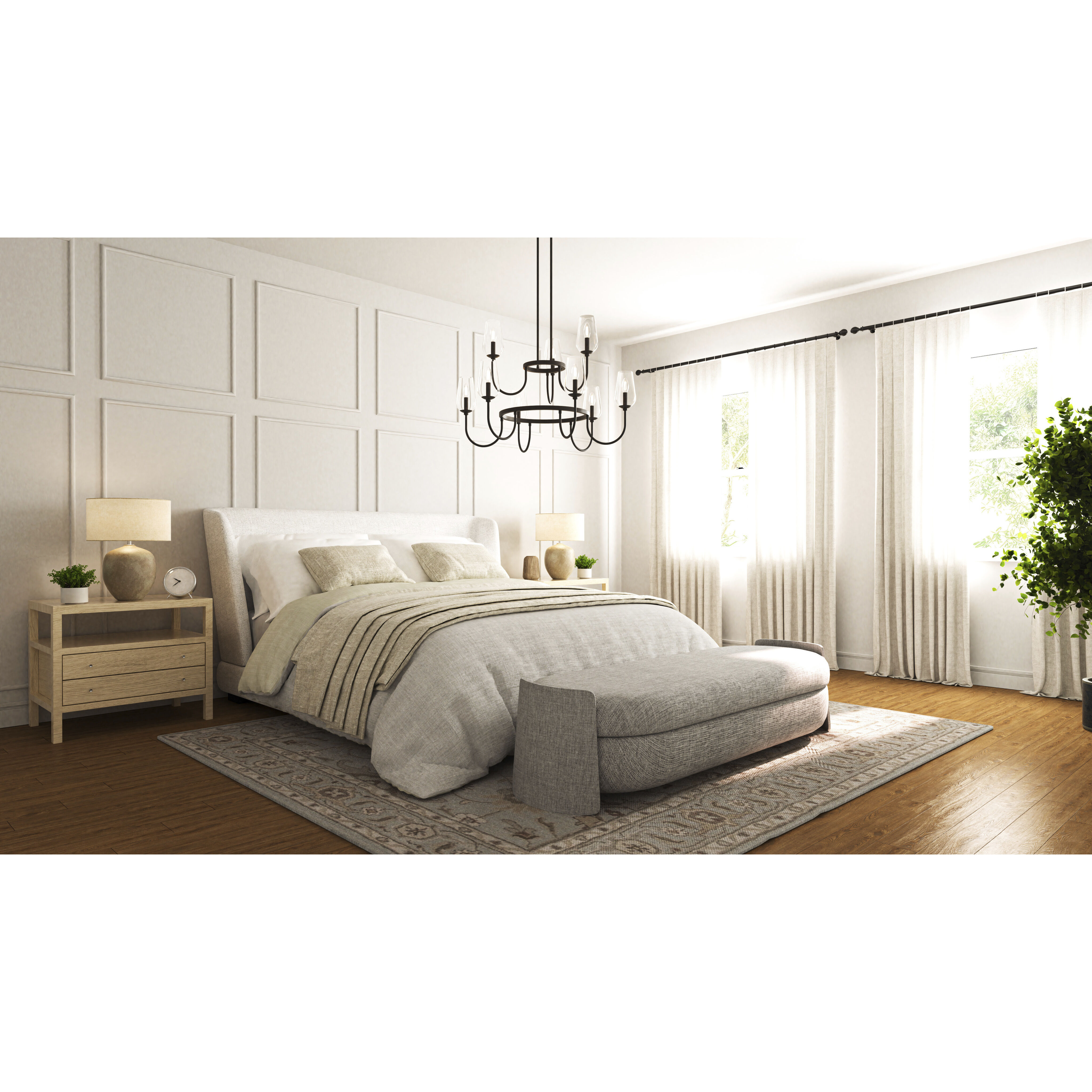 Viscount 9 Light 36 inch Matte Black Chandelier Ceiling Light