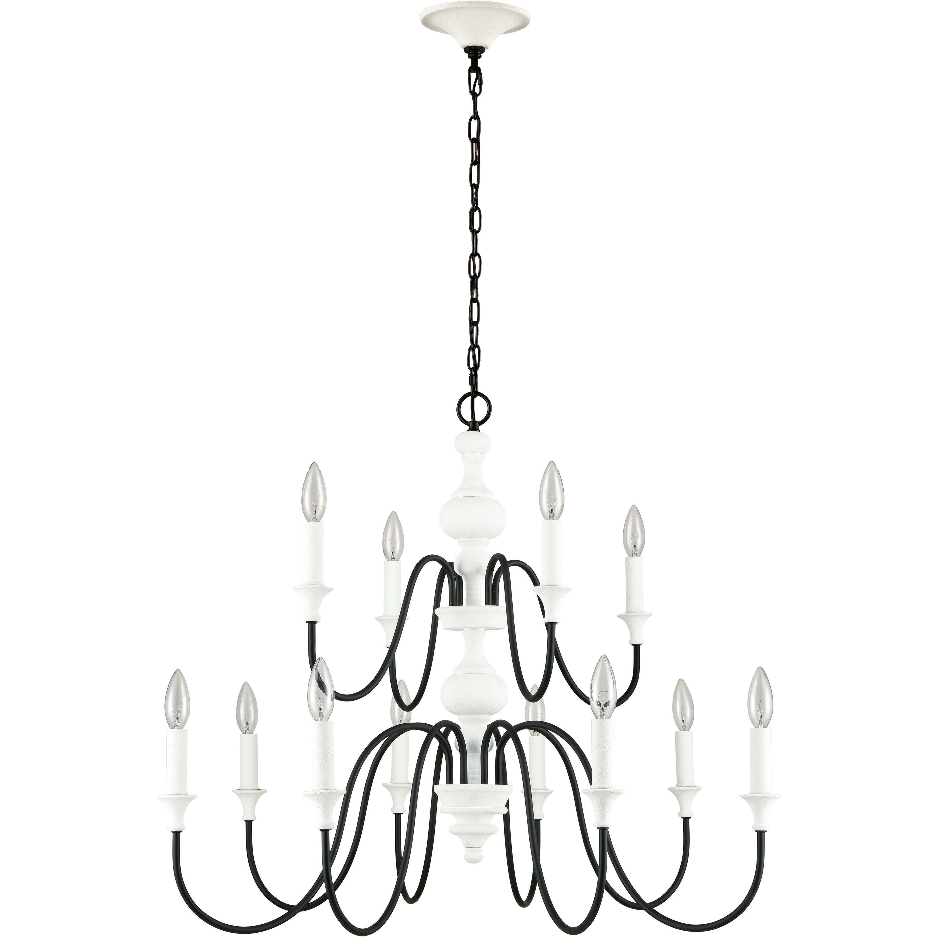 Val de Loire 12 Light 36 inch Textured White with Black Chandelier Ceiling Light