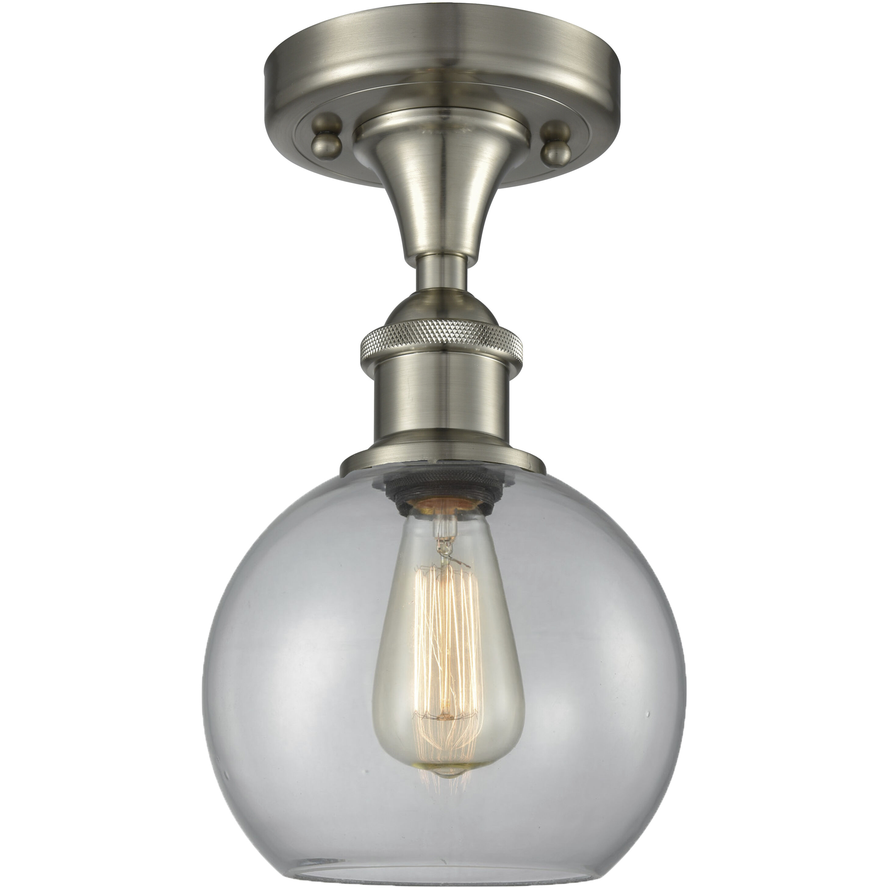 Ballston Athens LED 8 inch Brushed Satin Nickel Semi-Flush Mount Ceiling Light in Clear Glass, Ballston