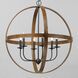 Compass 6 Light 30 inch Antique Pecan and Black Single Pendant Ceiling Light