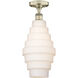 Cascade 1 Light 8 inch Antique Brass Flush Mount Ceiling Light in White