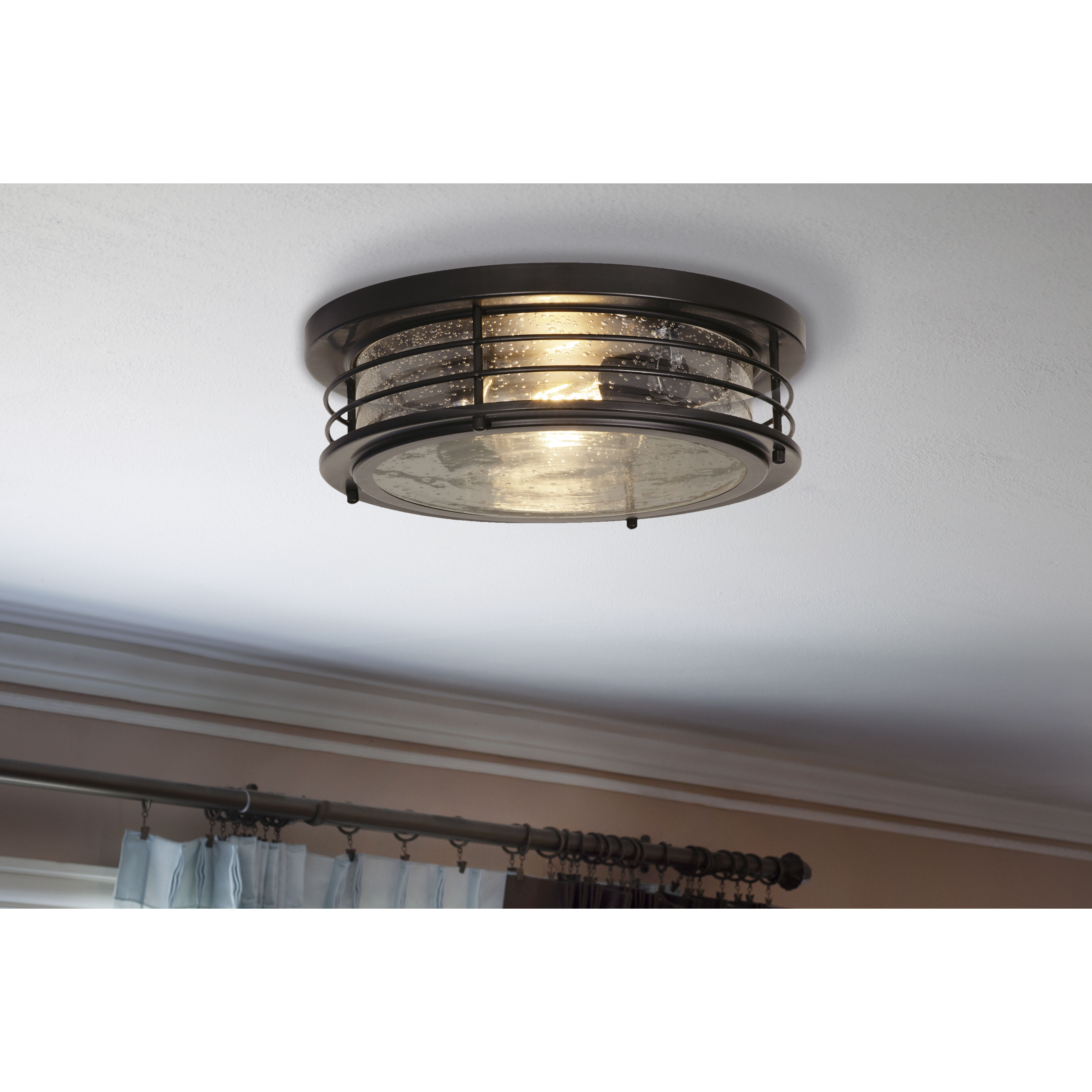 Archer 2 Light 13 inch Black Flush Mount Ceiling Light