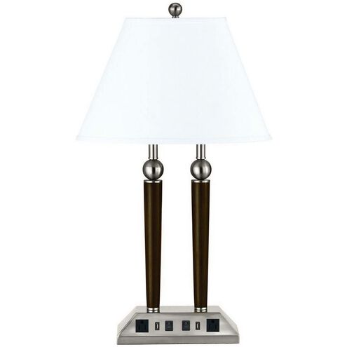 Hotel 27 inch 60 watt Espresso and Brushed Steel Desk Lamp Portable Light