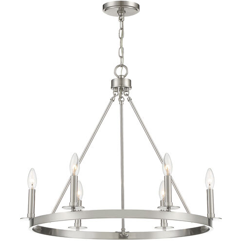 Traditional 6 Light 26 inch Brushed Nickel Chandelier Ceiling Light