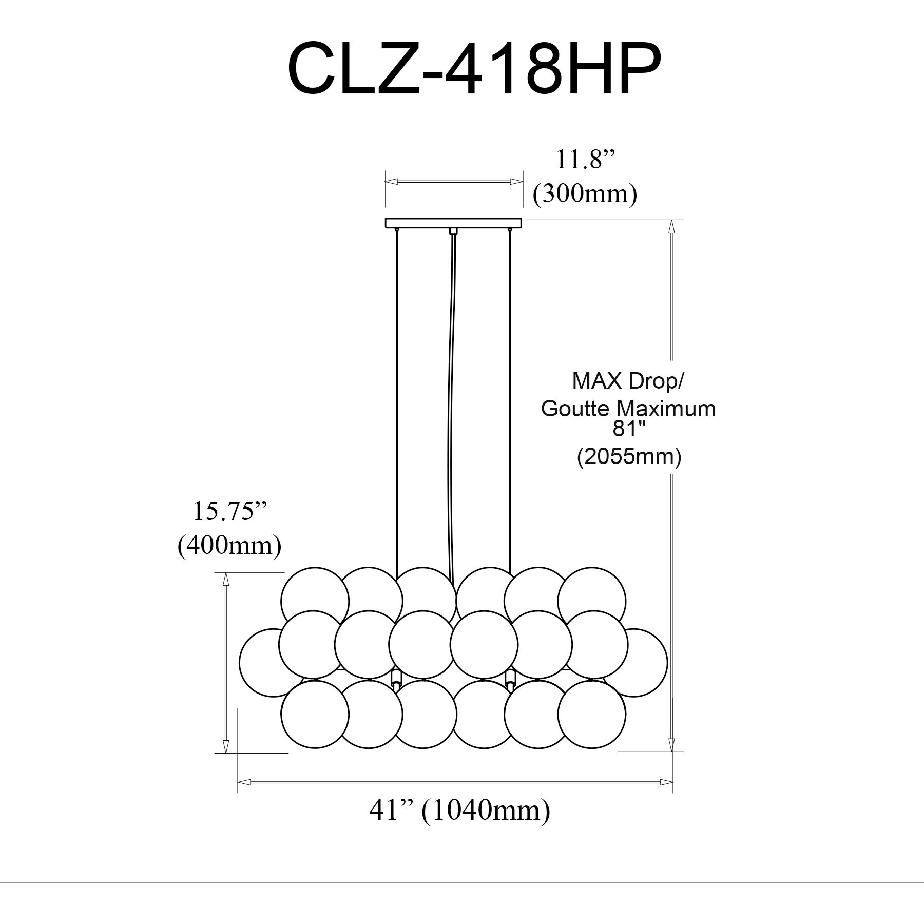 Charlize 10 Light 41 inch Matte Black Horizontal Pendant Ceiling Light
