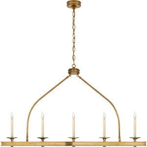 Chapman & Myers Launceton Linear Pendant Ceiling Light in Antique-Burnished Brass, Large