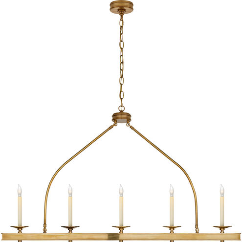 Chapman & Myers Launceton 5 Light 52 inch Antique-Burnished Brass Linear Pendant Ceiling Light, Large