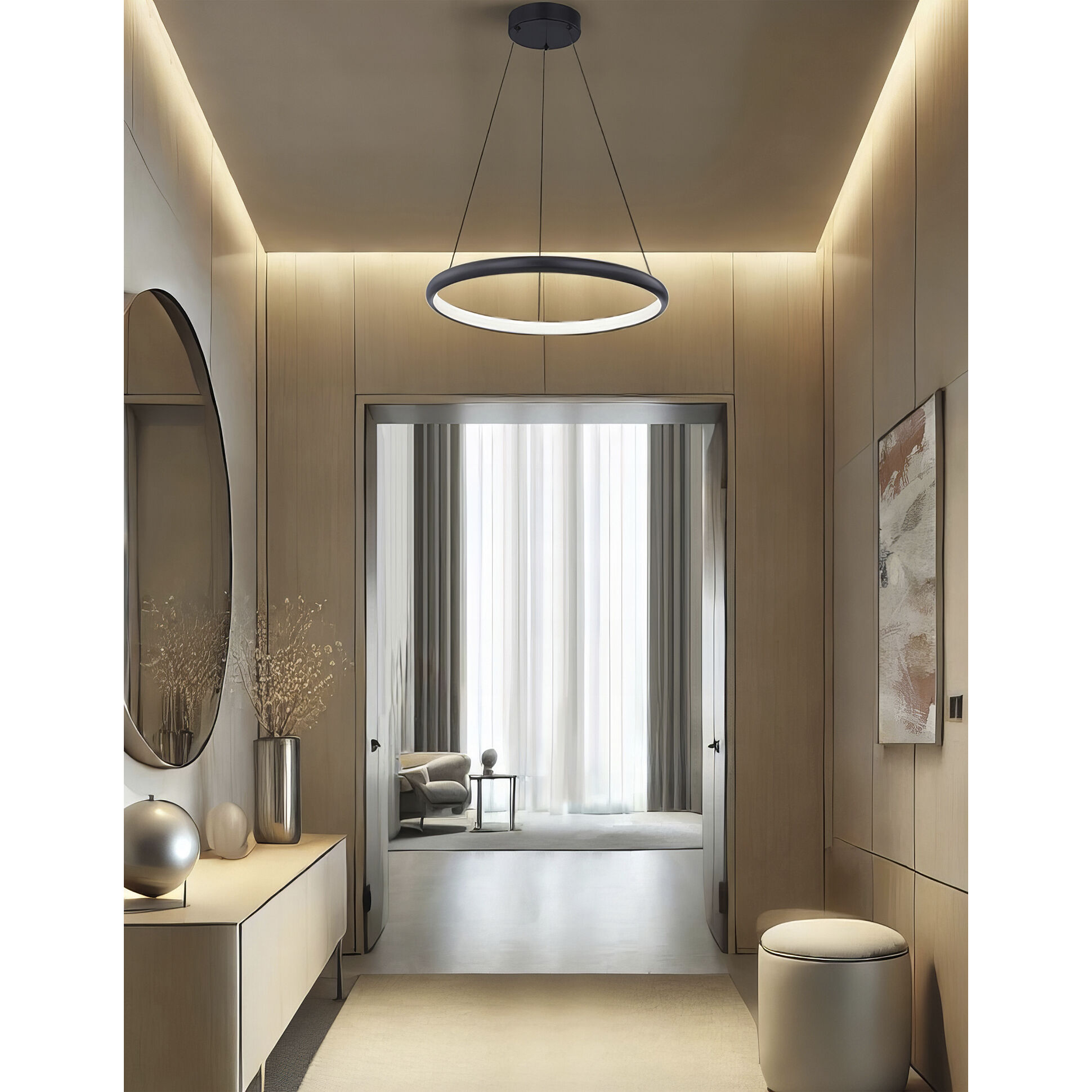 Circola 1 Light 17 inch Matte Black Pendant Ceiling Light