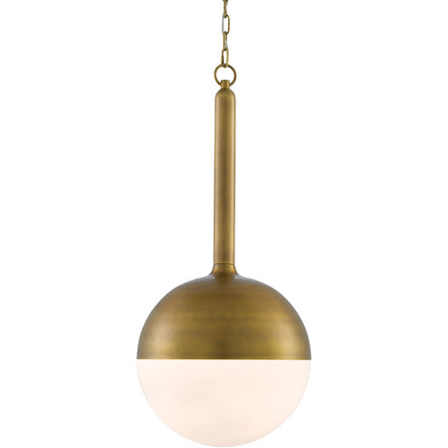 Moonward 1 Light 14 inch Antique Brass/Opaque White Pendant Ceiling Light