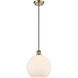 Ballston Large Athens LED 10 inch Antique Brass Mini Pendant Ceiling Light in Matte White Glass, Black Textured, Ballston