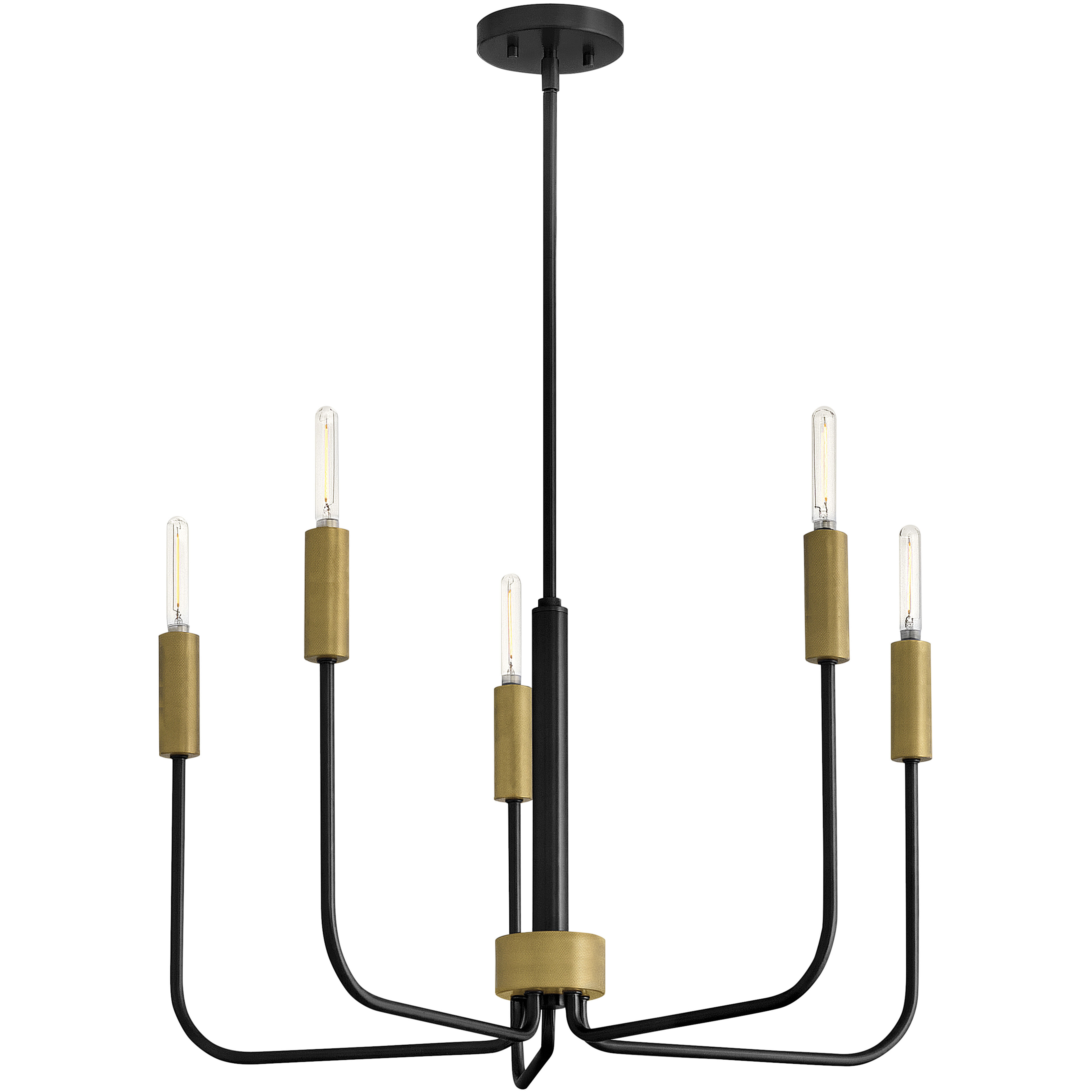 Austen 5 Light 28.25 inch Black with Lacquered Brass Chandelier Ceiling Light