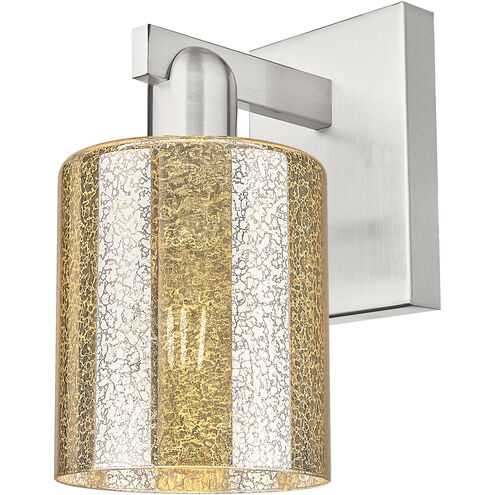 Arcadia Cobbleskill Armed Sconce Wall Light in Brushed Satin Nickel, Mercury