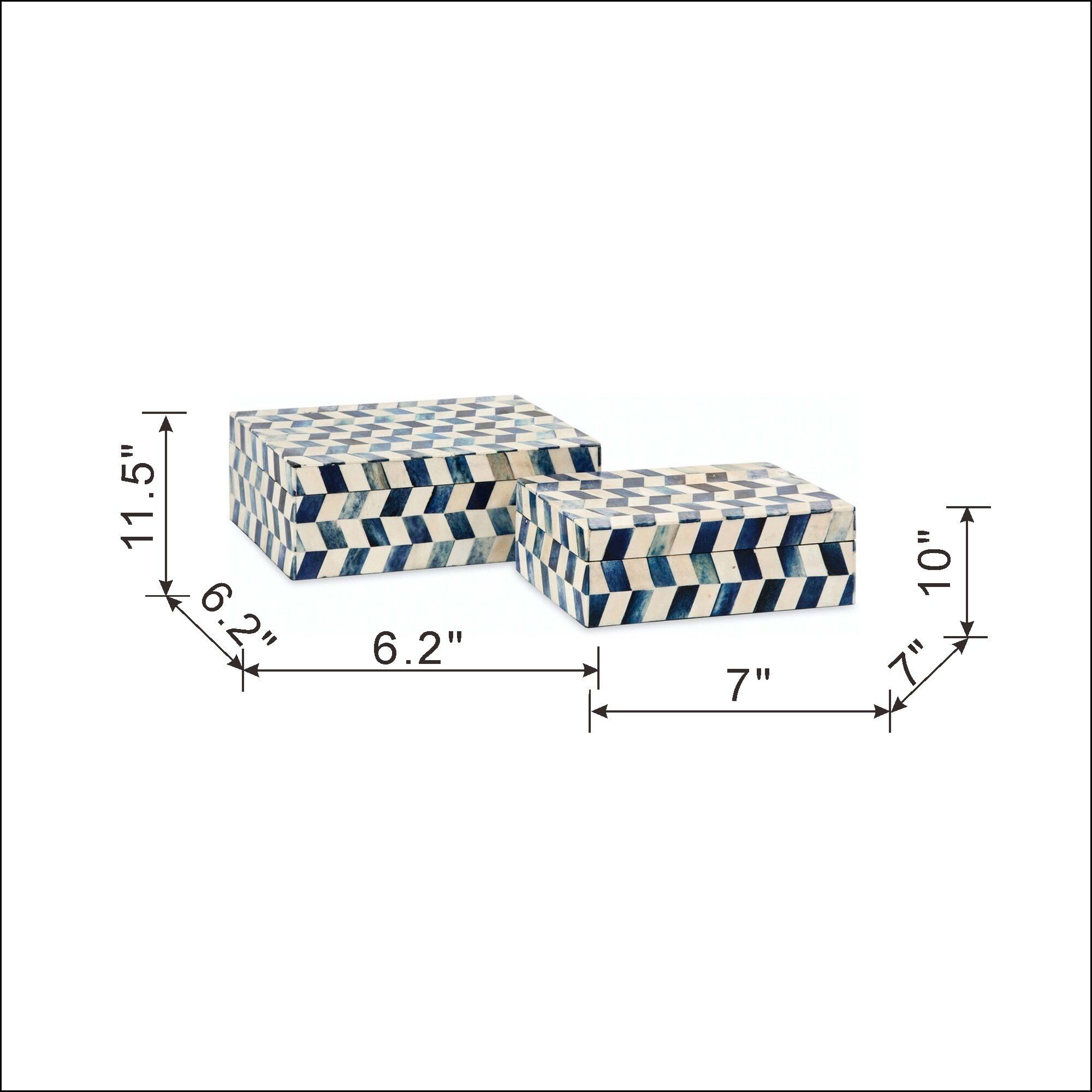 Essentials 7 inch Blue/White Decorative Box