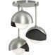 Brooklyn 3 Light 12 inch Sterling and Black Semi-Flush Ceiling Light in Sterling/Black