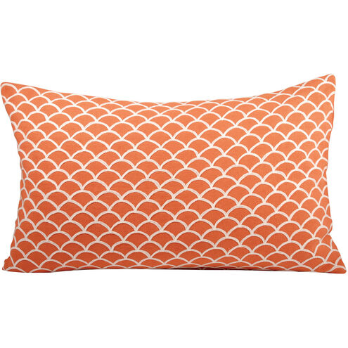 Scallop 26 X 5.5 inch Coral/White Lumbar Pillow