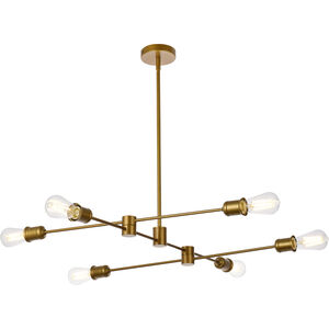 Xavier 6 Light 35 inch Brass Pendant Ceiling Light