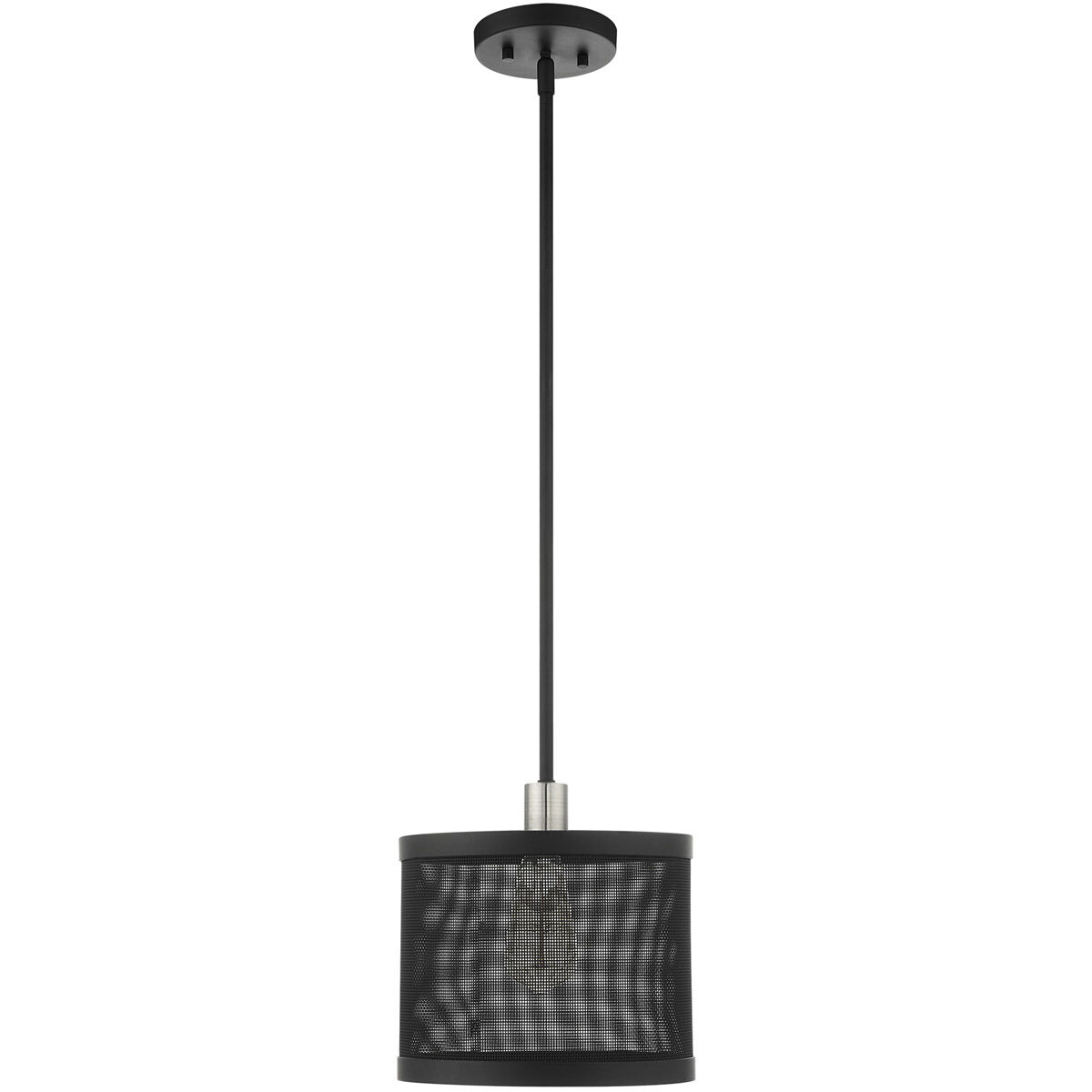 Industro 1 Light 10 inch Black with Brushed Nickel Accents Pendant Ceiling Light
