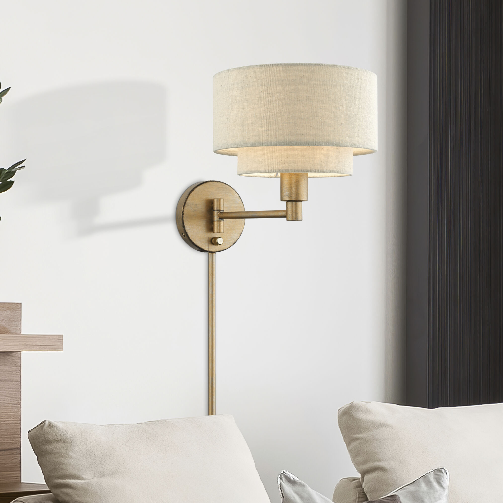 Bellingham 15.25 inch 60.00 watt Antique Gold Leaf Swing Arm Wall Lamp Wall Light