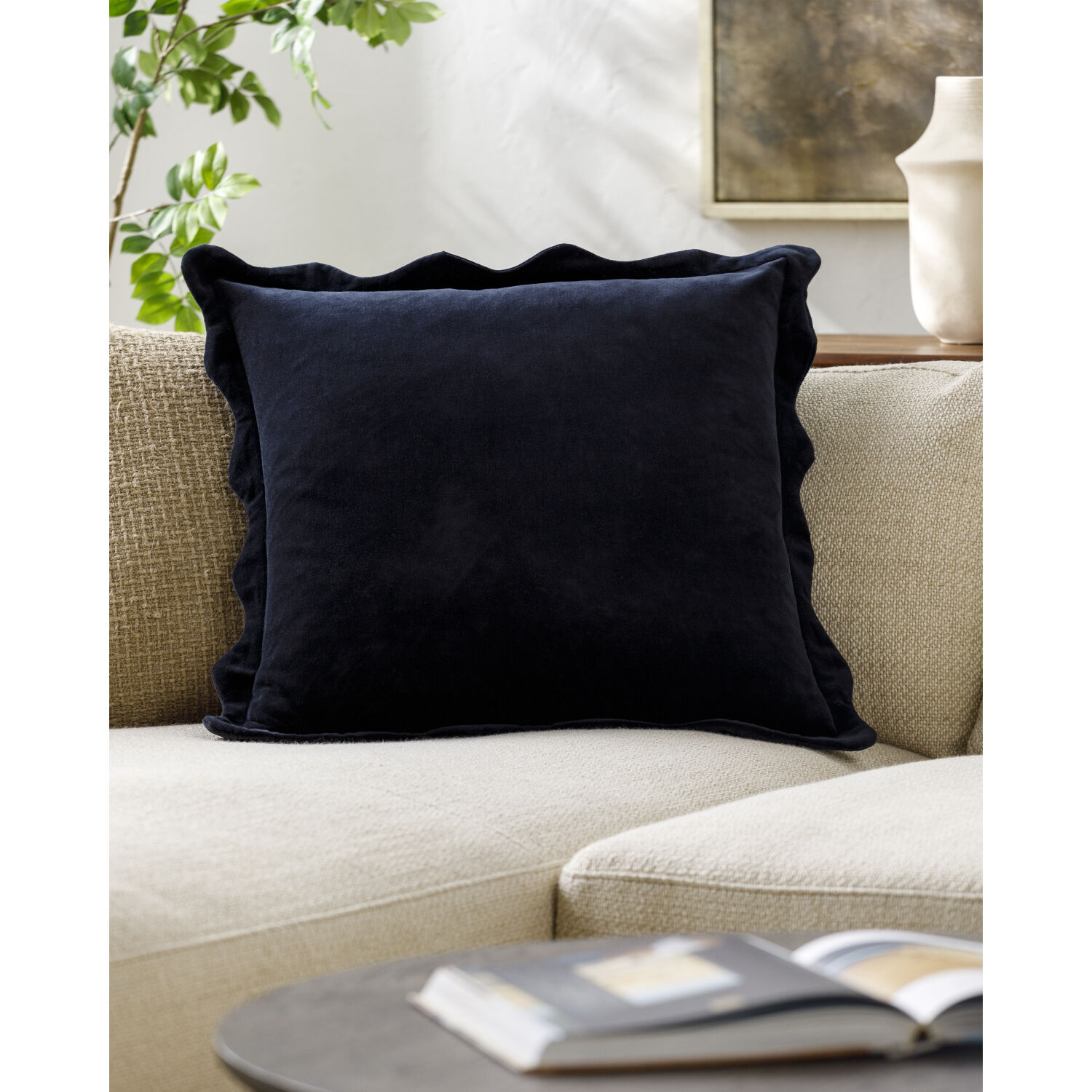 Effervescent 22 X 22 inch Black Accent Pillow